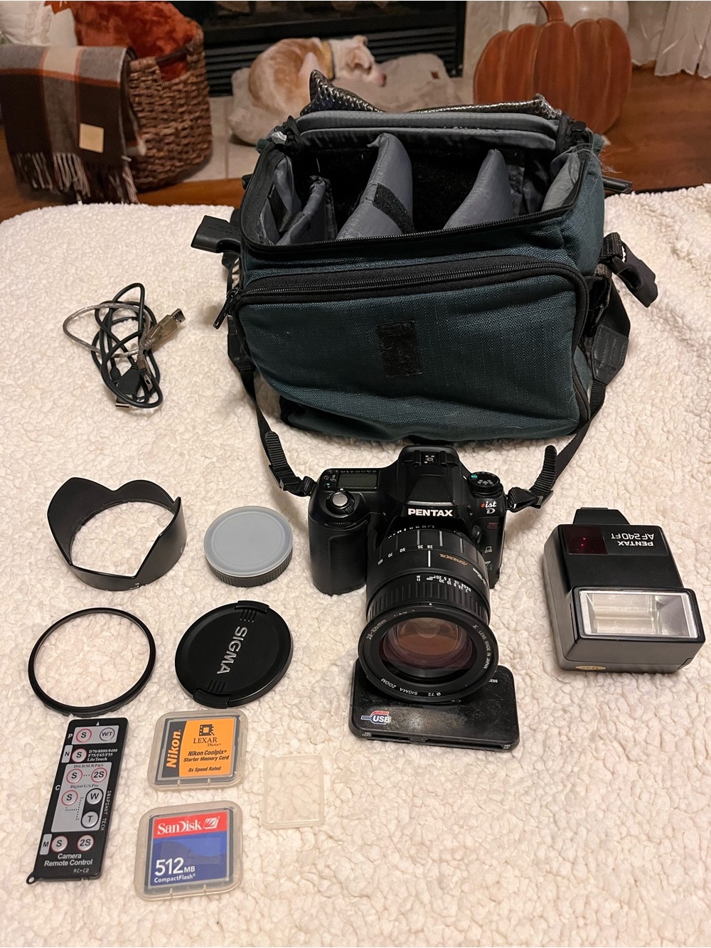 Pentax ist-D Digital Camera with Green Carrying Bag/Extra lense/ Sd cards & more